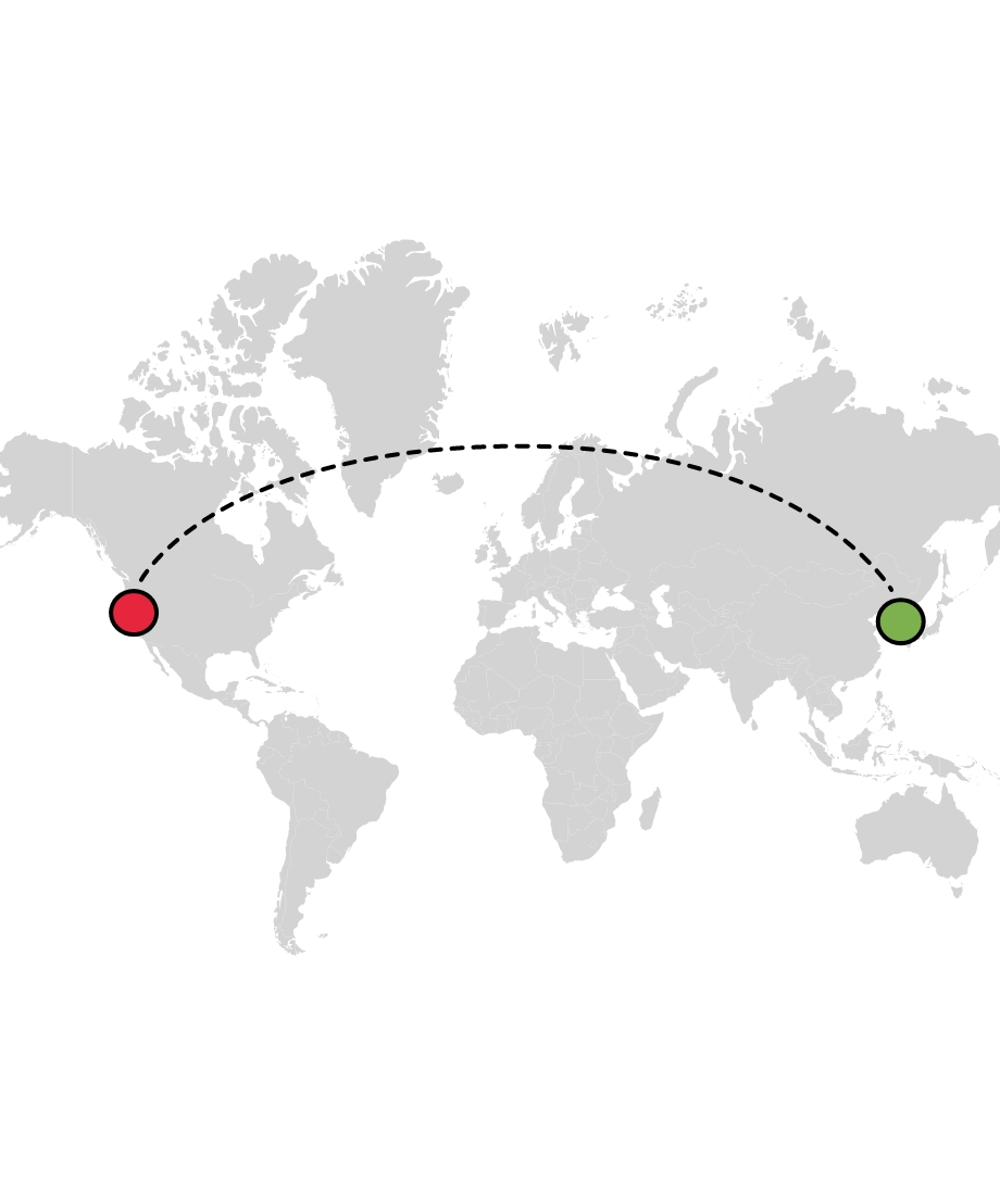 STNF facilities in the United States and South Korea connected by a global process network